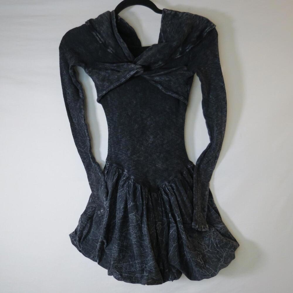 Madrag Y2K Juniors Bubble Cross Dress Basque Party Dress Grey Acid Wash Size L